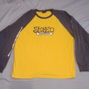American Eagle Yellow/Blue Long Sleeve Graphic Tee (Mens M)